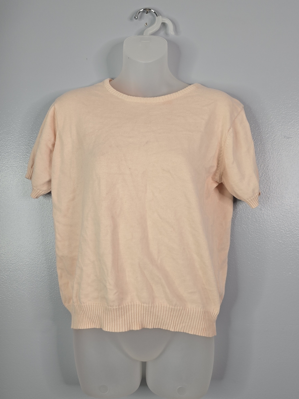 Talbots Peach Short-Sleeve Crewneck Knit Sweater